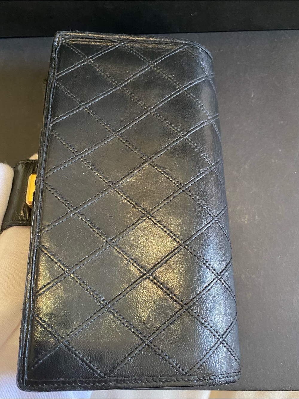 Chanel Vintage Authentic Black Lambskin Quilted Wallet with Coin Compartment - Picture 9 of 14